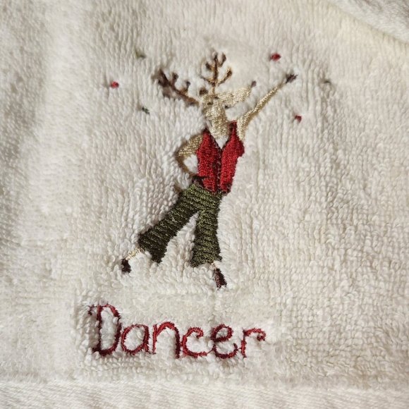 Sophia 'Dancer' Reindeer Holiday Decorative Hand Towels ~ Set of 2 - Picture 2 of 3
